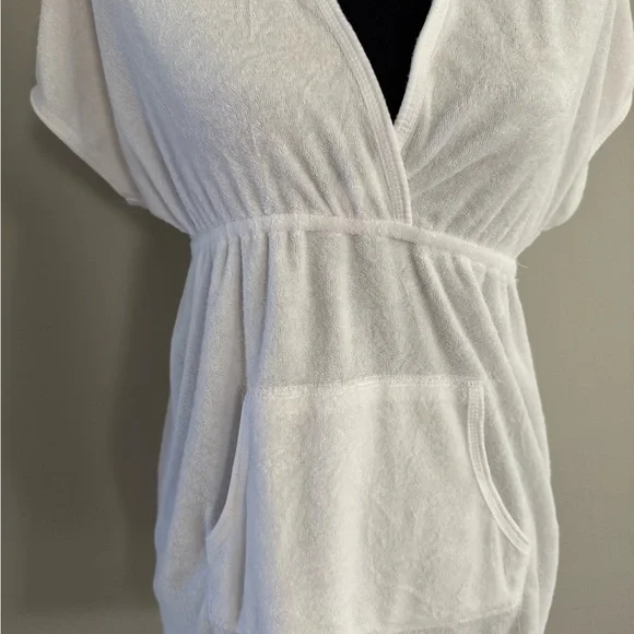 INC White Hooded Cover-Up with Pocket Sz M - Picture 2 of 4